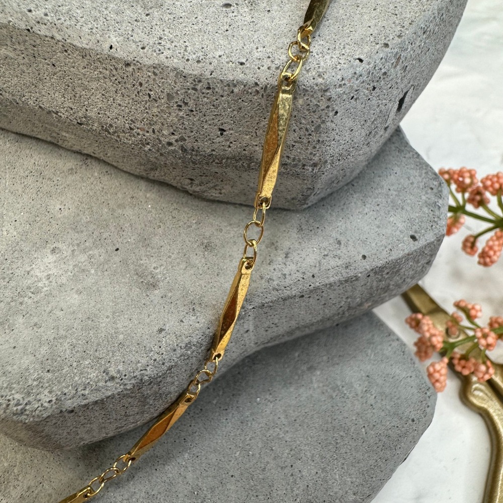 Gold Tone Geometric Link Chain Necklace Clasp Closure Women Jewelry‎